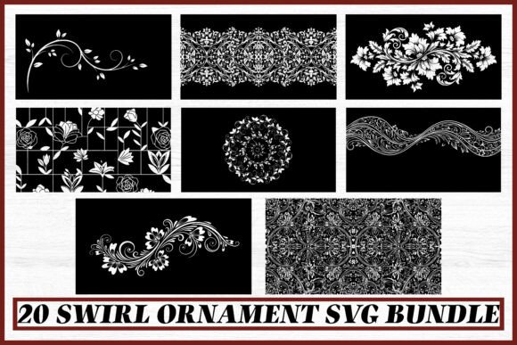 20 Swirl Ornament Decorative SVG Bundle