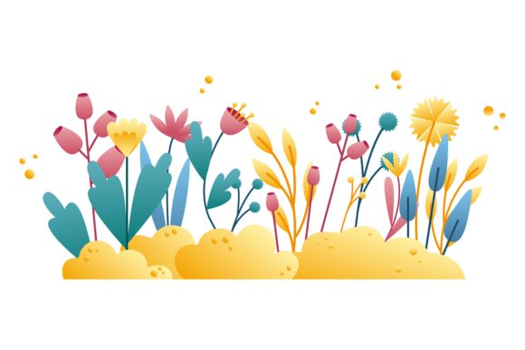 Abstract Floral Meadow. Decorative Flowers Graphics