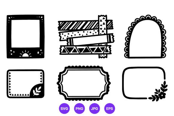 Black White Decorative Frames Tape: Graphics & Illustrations for Editorial Use