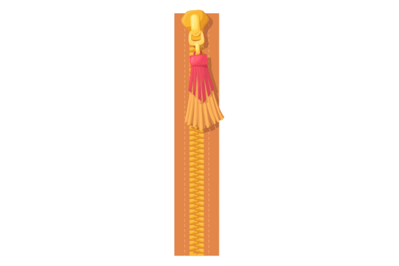 Closed Zipper Teeth with Decorative Gold Graphics