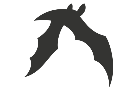 Decorative Bat Silhouette. Black Winged