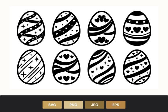 Decorative Black and White Easter Eggs Graphics