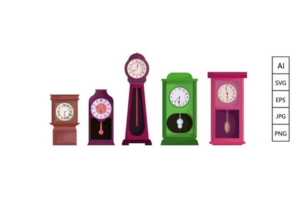 Decorative Clock Set Graphics for Local Business Branding