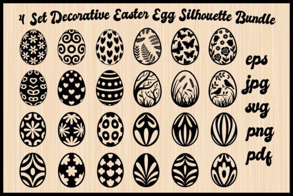 Decorative Easter Egg Silhouette Bundle