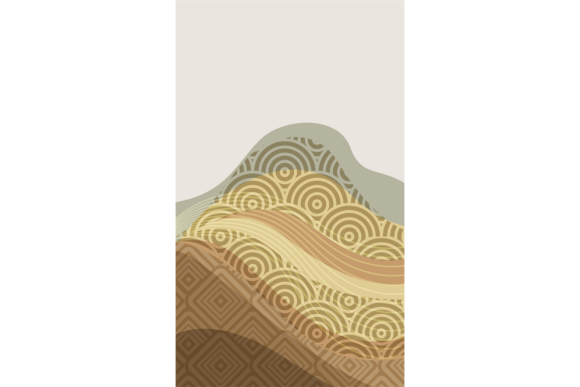 Decorative Pattern Landscape. Asian Art Graphics