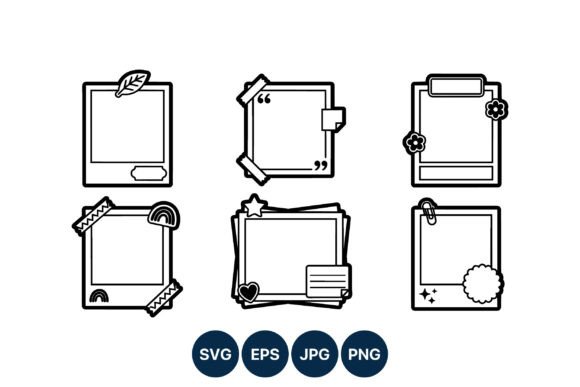 Decorative Photo Frames Vector Line Art Graphics