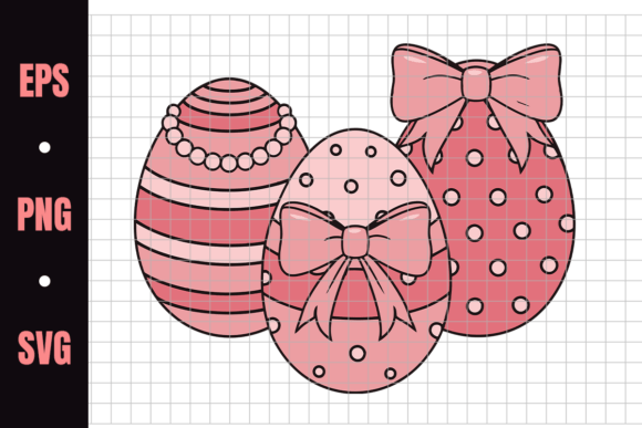 Decorative Pink Easter Eggs with Bows: Graphics for Spring Branding
