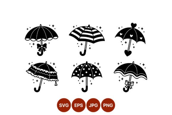 Decorative Umbrella Silhouette Vector Graphics