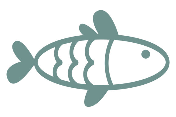 Fish in Decorative Drawing Style. Green Graphics