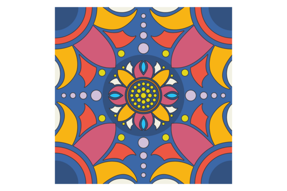 Floral Ceramic Tile Ornament. Decorative Graphics