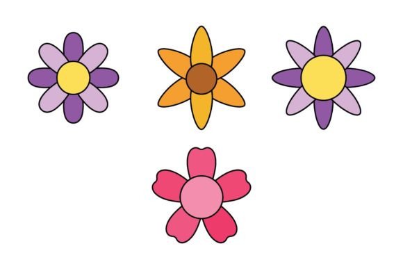 Flower Outline Decorative Graphics and Illustrations