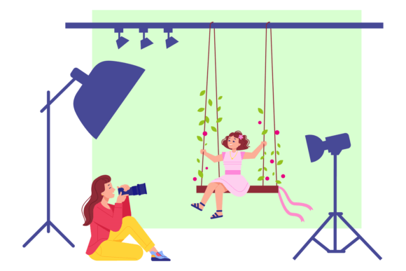 Girl on Decorative Romantic Swing Graphics