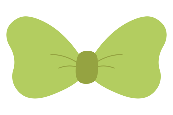 Green Ribbon Knot. Decorative Satin Bow Graphics