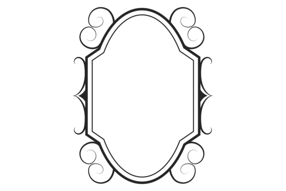Ornate Oval Frame. Decorative Round Swir