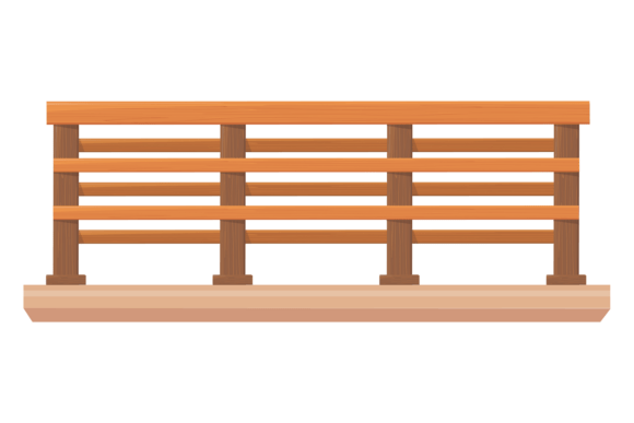 Retro Wooden Railing. Graphics & Illustrations